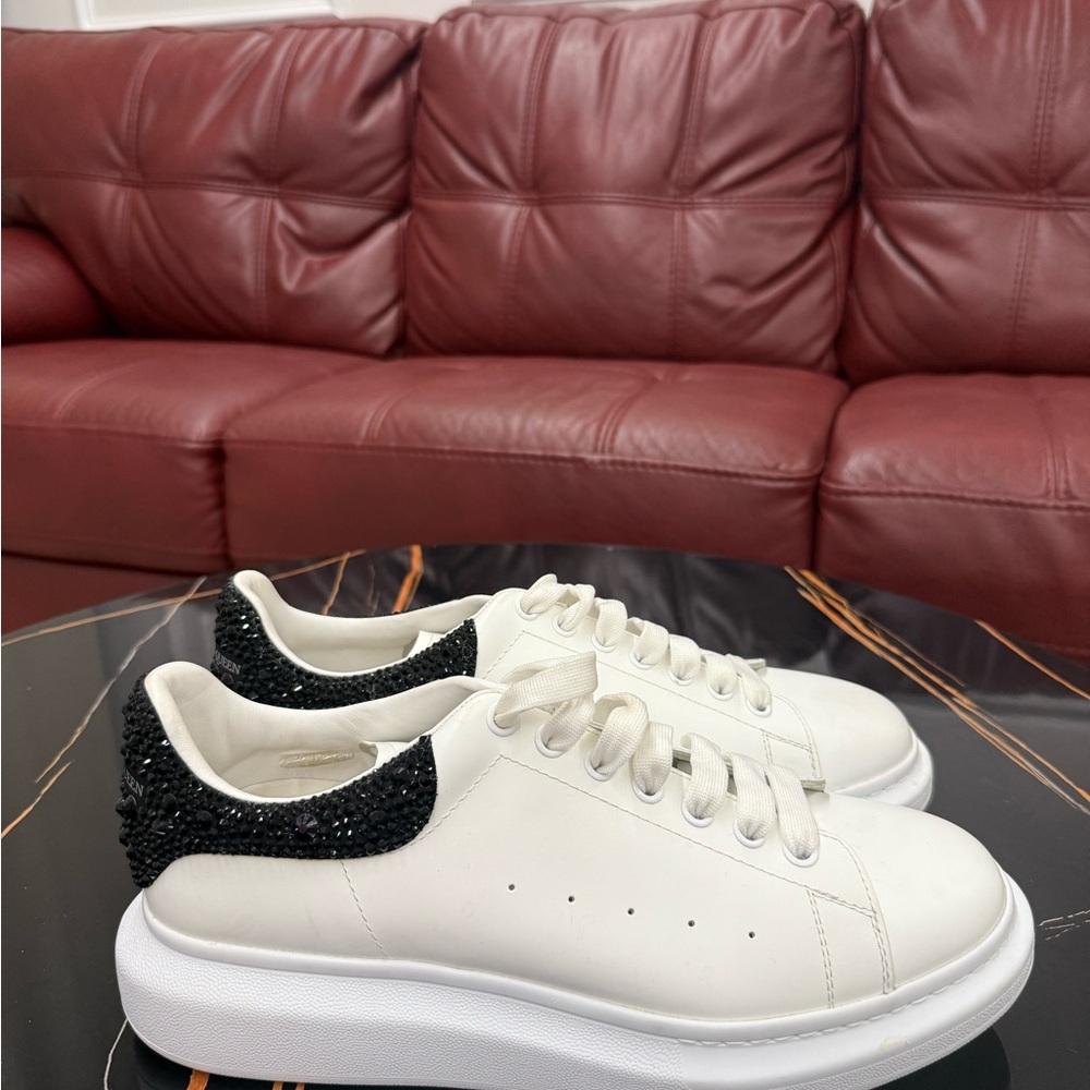 Alexander McQueen White Sneakers with Black Heel